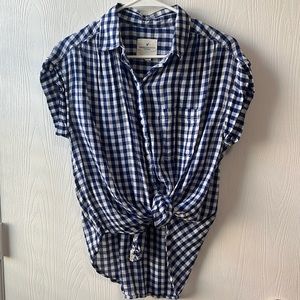 Beautiful Plaid shirt Size M blue and white